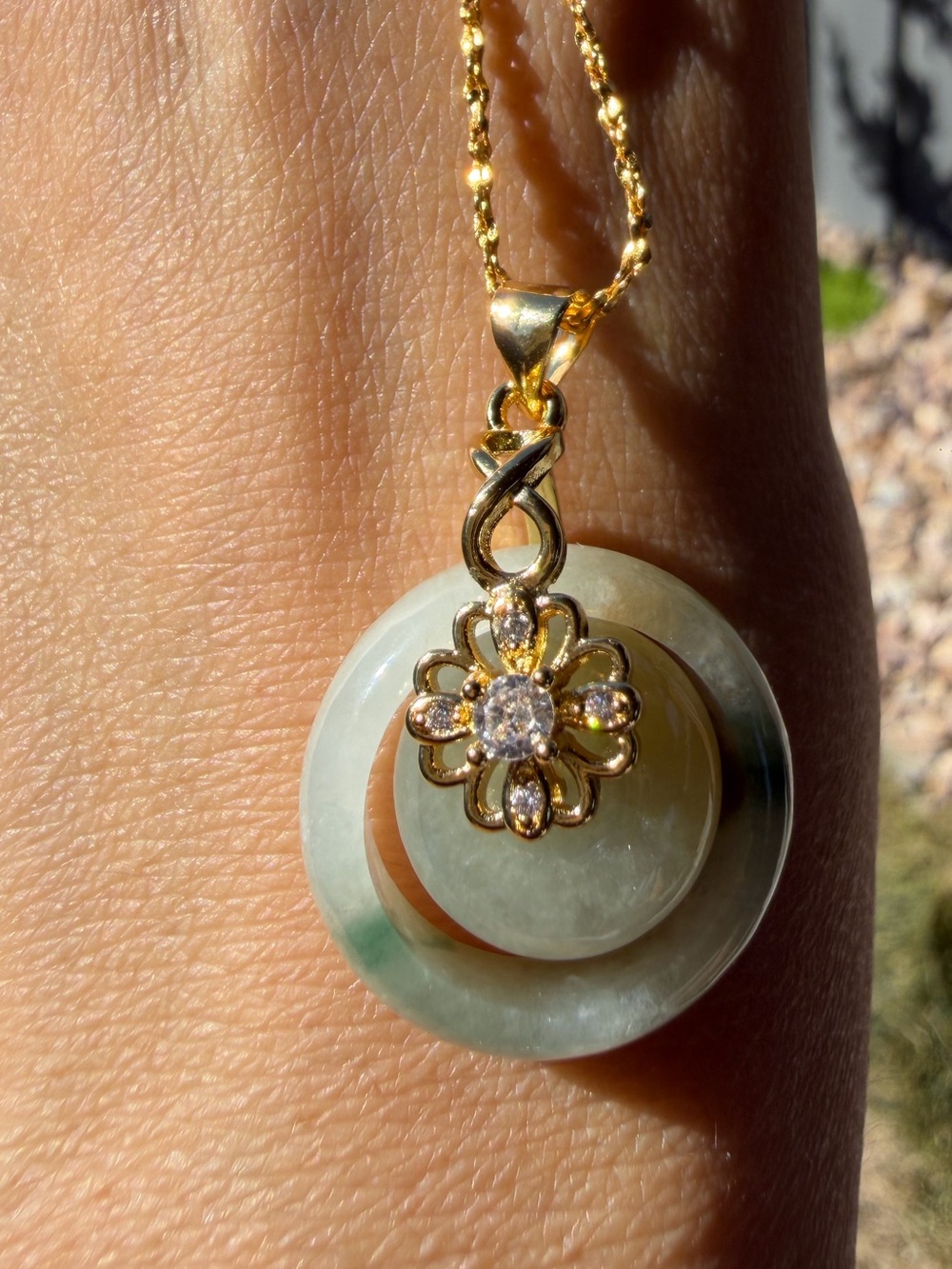 Natural Burmese Grade A Ice Jadeite Mother-Child Peace Buckle pendant - Picture 9 of 13